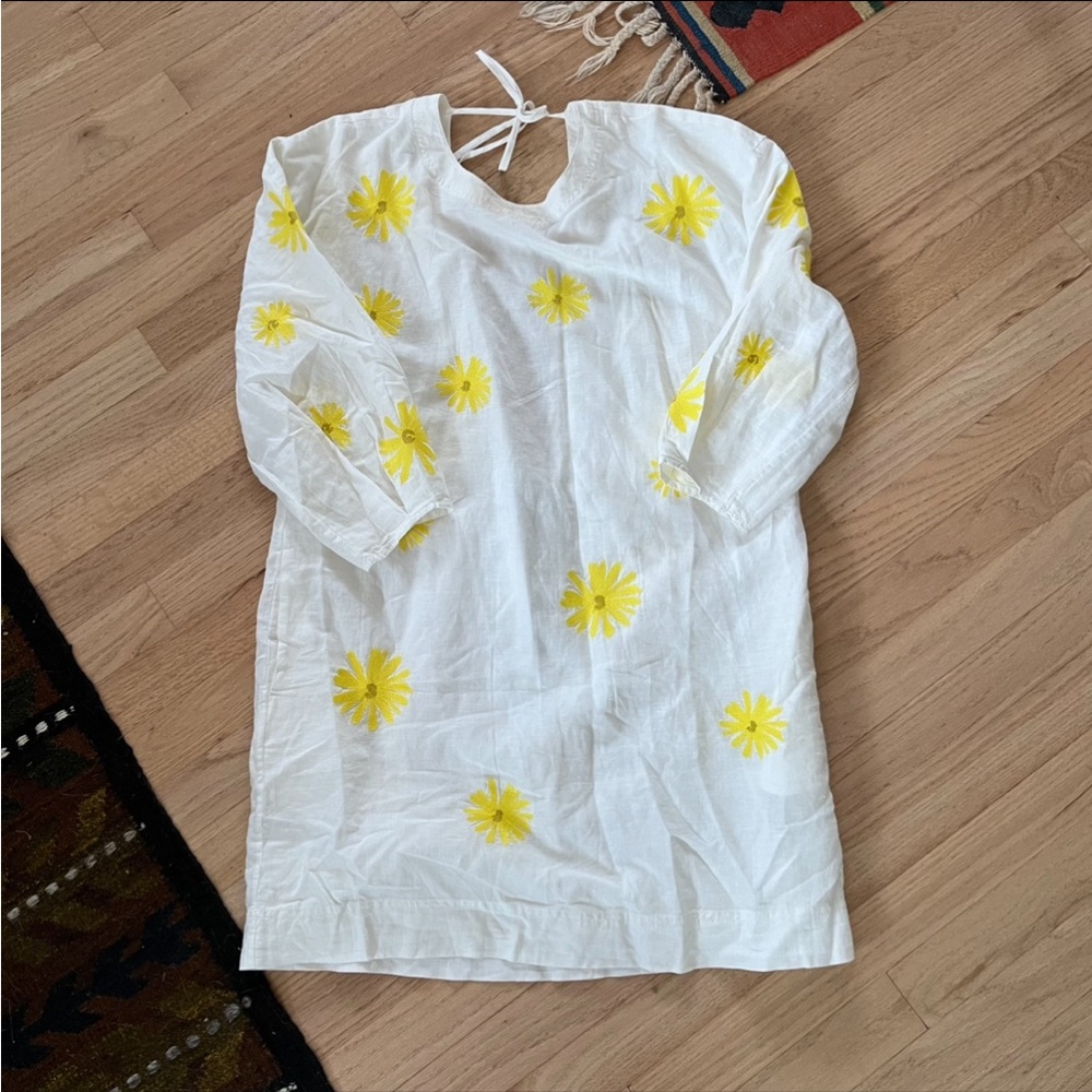 Something Navy Cream Dress with Yellow Floral Design
